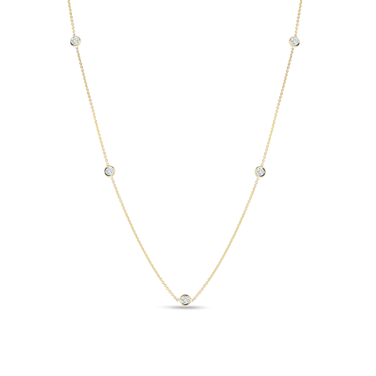 18K GOLD DIAMONDS BY THE INCH 5 STATION NECKLACE