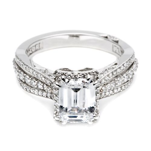 Tacori Sale - Vintage Triple Band Engagement Ring - Emerald Cut