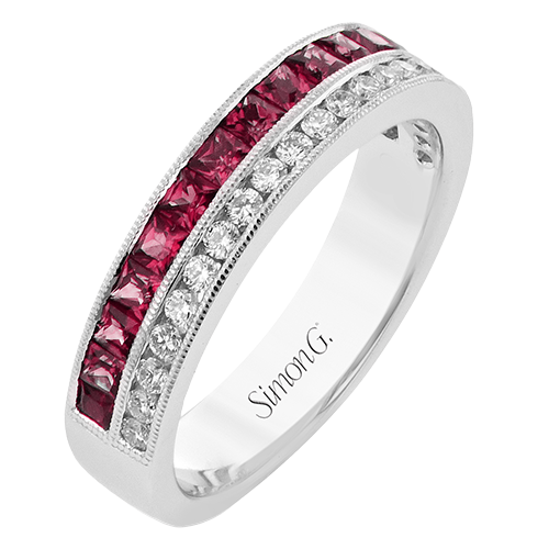 Double Row Ruby & Diamond Stackable Ring