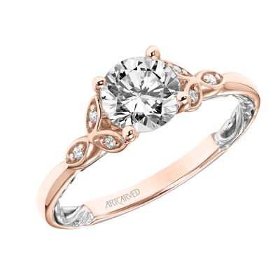 Lyric Collection Contemporary Floral Diamond Engagement Ring - Rose Gold