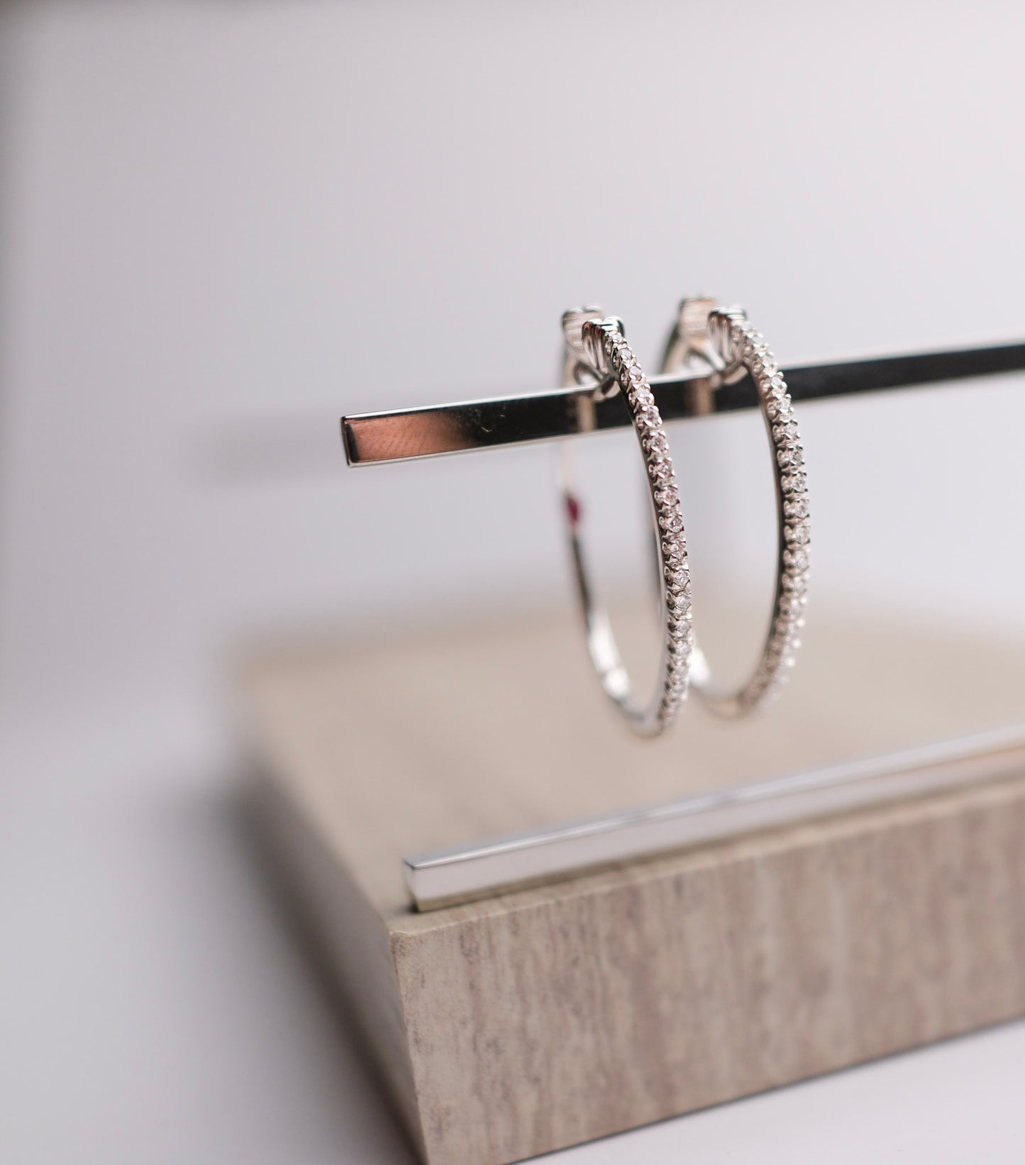 Roberto Coin Diamond Oval Hoop Earrings -  Estate