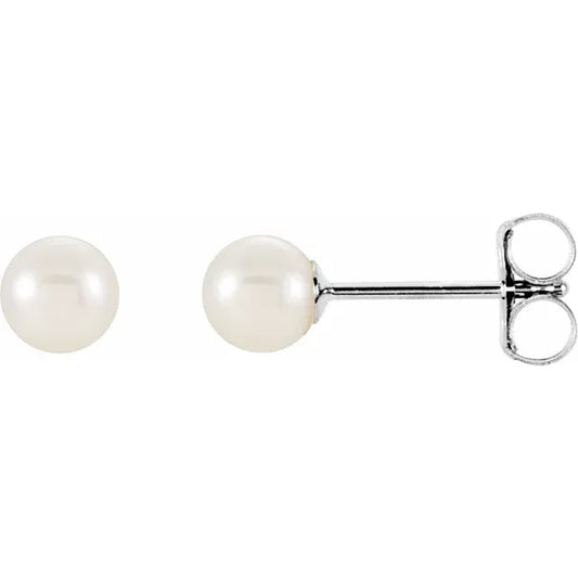 CULTURED WHITE AKOYA PEARL STUD EARRINGS