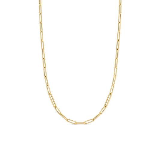 18K YELLOW GOLD DESIGNER GOLD ALTERNATING SIZE PAPERCLIP LINK NECKLACE