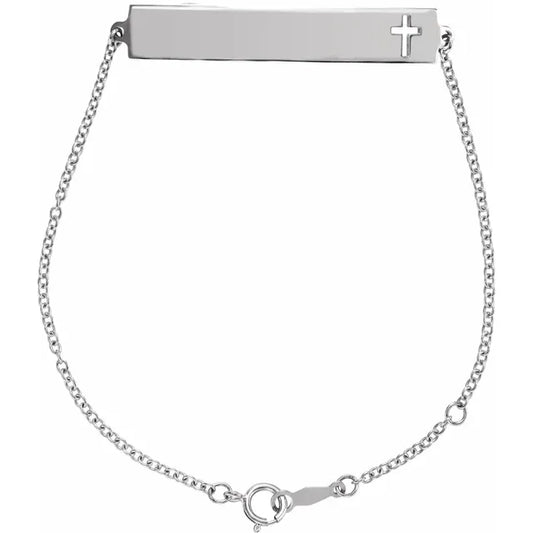 Platinum Engravable Cross Bar Bracelet