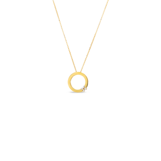 18K GOLD LOVE IN VERONA CIRCLE OF LIFE DIAMOND FLOWER NECKLACE