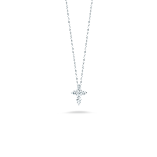 18K WHITE GOLD TINY TREASURES DIAMOND BABY CROSS NECKLACE