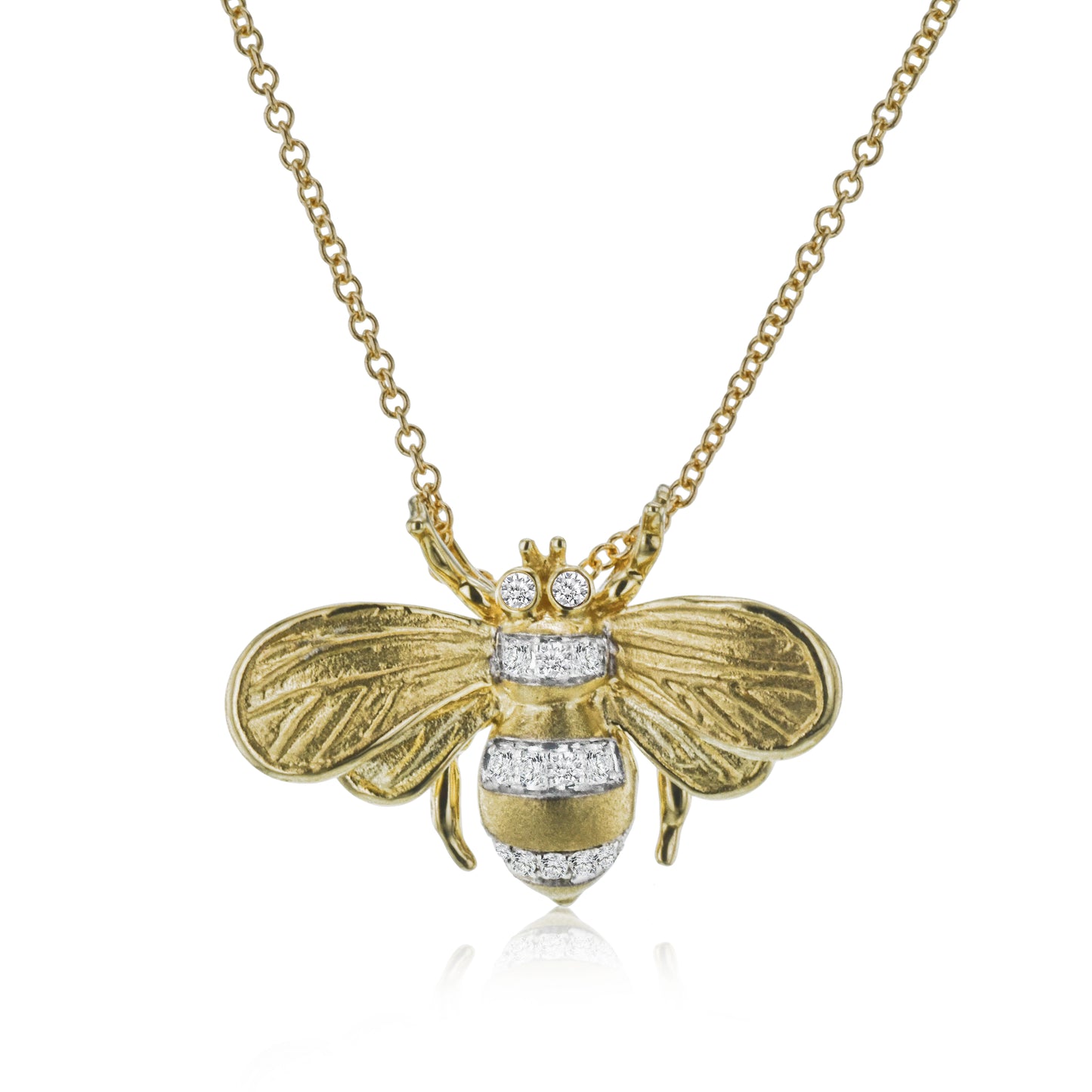 Bee Pendant Necklace in 18k Gold with Diamonds
