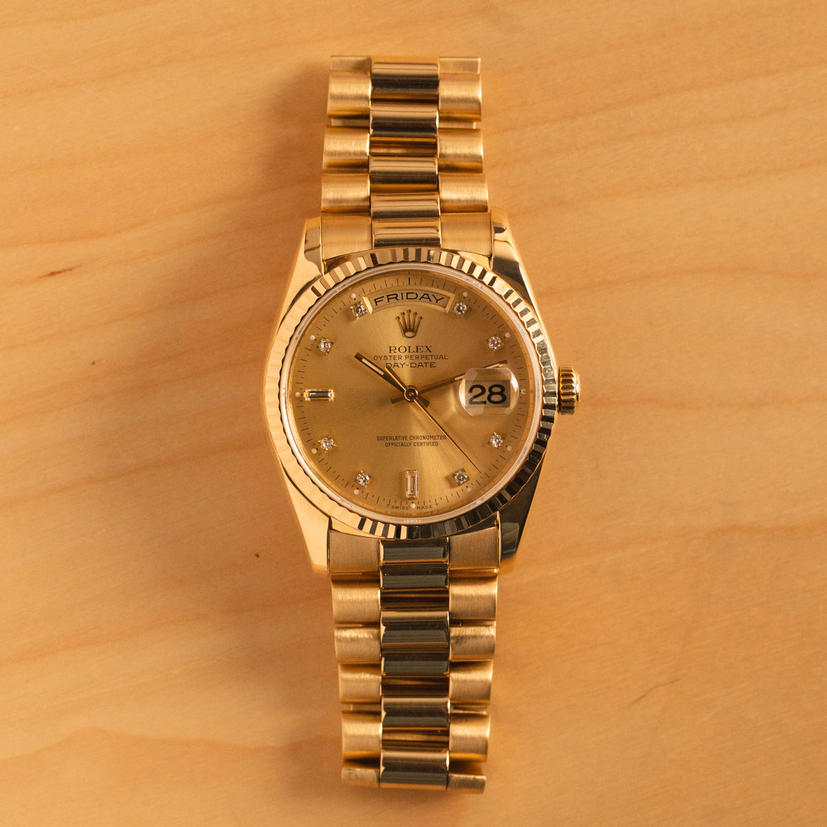 Rolex Day-Date President 36 - Champagne Diamond Dial