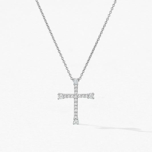 DIVINE CROSS PENDANT NECKLACE - WHITE GOLD - .50ct