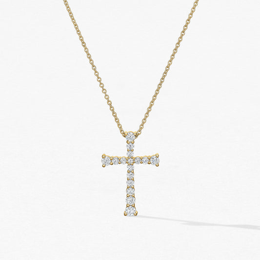 DIVINE JOURNEY CROSS PENDANT NECKLACE - YELLOW GOLD - 1.20CT