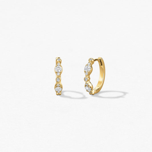 BEZEL REGAL HUGGIE EARRINGS - YELLOW GOLD