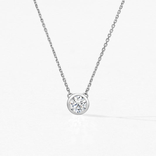 HOF CLASSIC BEZEL SOLITAIRE PENDANT - WHITE GOLD - .50ct