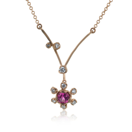 Paradise Pink Stone necklace in 18k Rose Gold