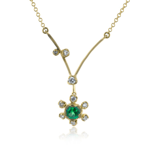 Paradise Green Stone necklace in 18k Yellow Gold