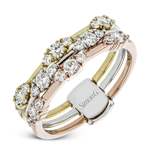 Three-Tone Fashion Ring in 18k Gold with .65ct Diamonds