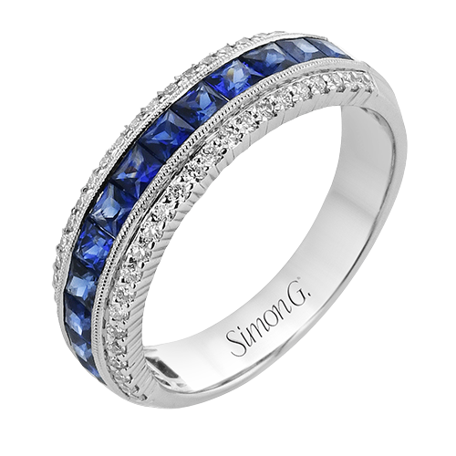 Sapphire & Diamond Band - White Gold