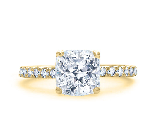 Cushion Cut Ultra Thin Diamond Band Engagement Ring