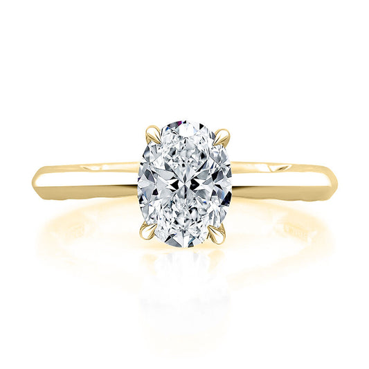 Knife Edge Oval Solitaire with Diamond Gallery