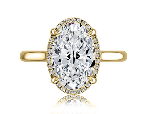 Oval Cut Double-Row Halo Solitaire