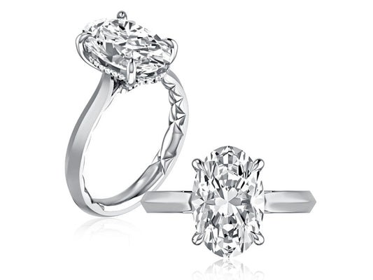 Knife Edge Solitaire with Diamond Gallery - Platinum