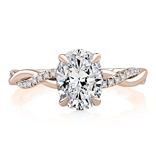 Oval Cut Overlapping Twist Engagement Ring