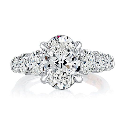 Oval Cut Tapered Diamond Engagement Ring