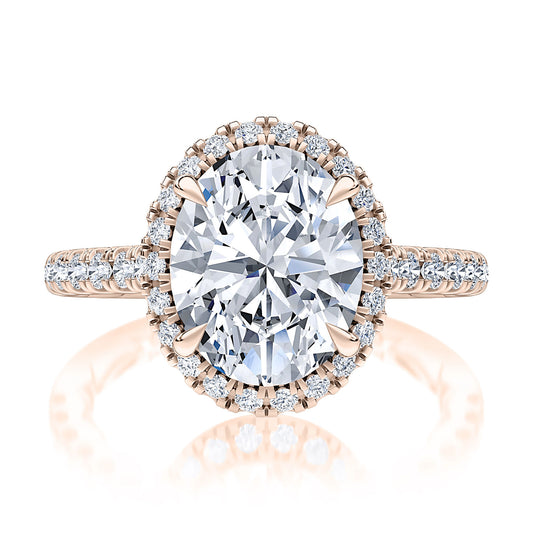 Classic Oval Halo with Thin Diamond Band