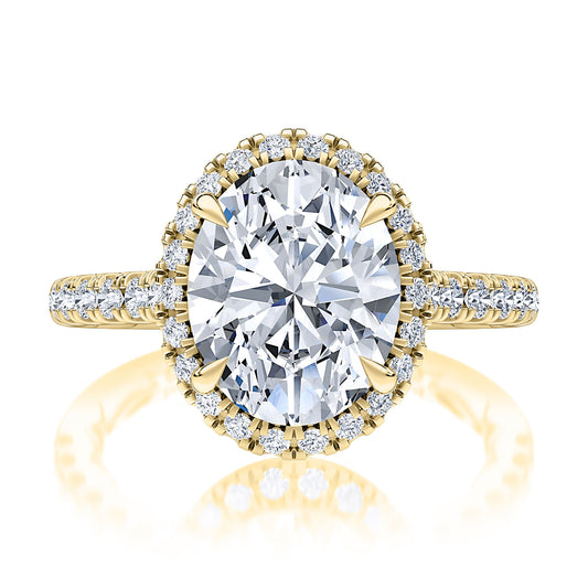 Classic Oval Halo with Thin Diamond Band