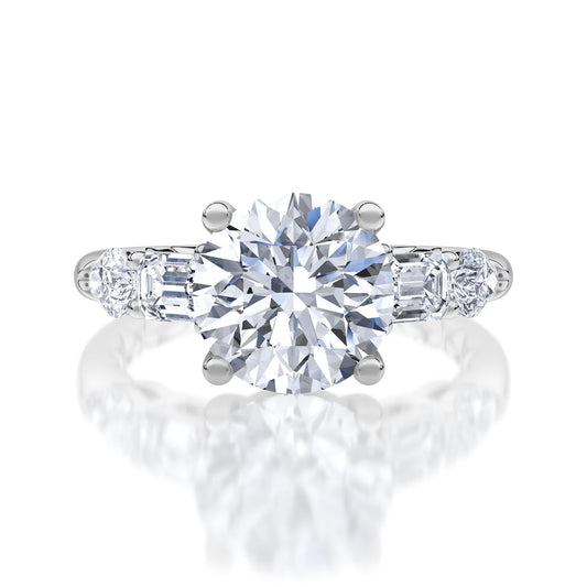 Five Stone Diamond Engagement Ring with Baguette & Pear cuts