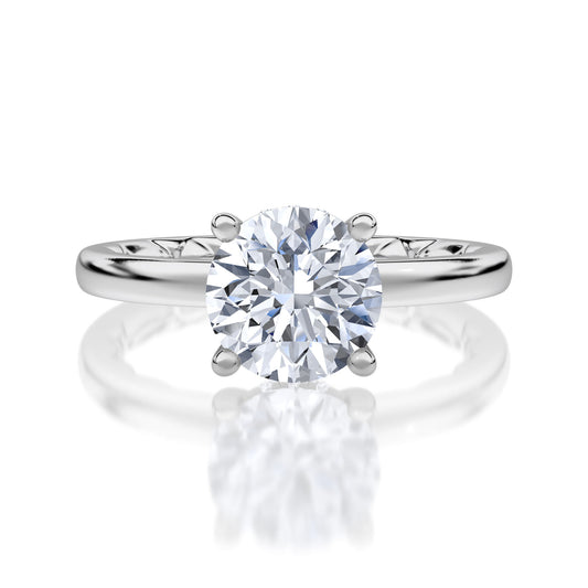 Classic Hidden Halo Solitaire - White Gold