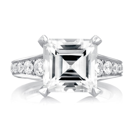 Square Asscher Cut Diamond Engagement Ring