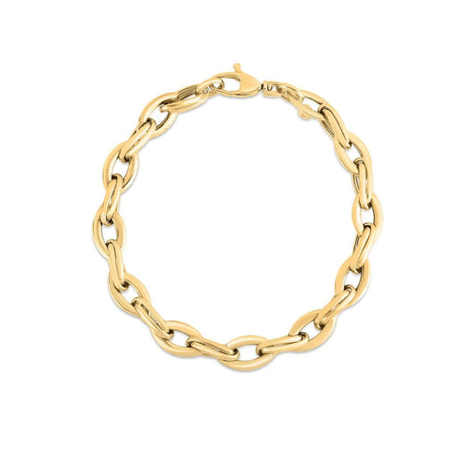 18K YELLOW DESIGNER GOLD ALMOND LINK BRACELET