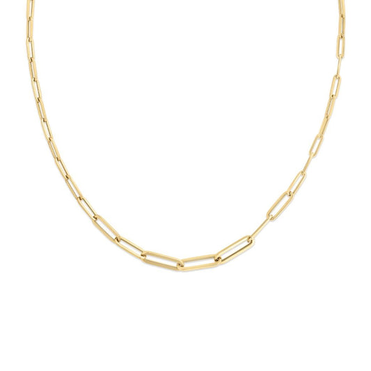 18K YELLOW GOLD PAPERCLIP LINK NECKLACE - 17"