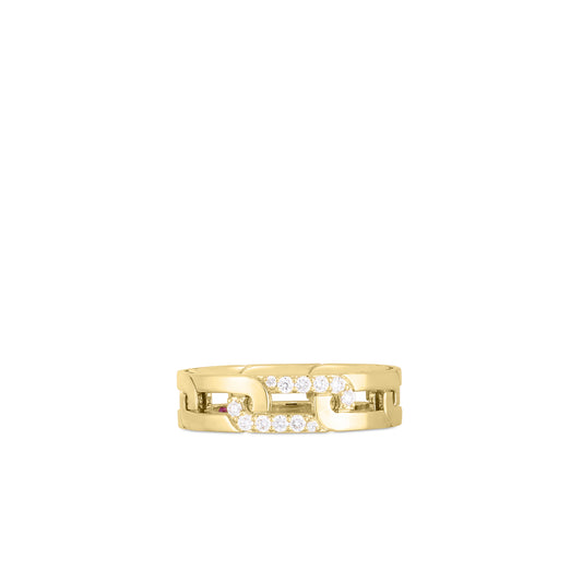 18K YELLOW GOLD NAVARRA DIAMOND ACCENT SLIM RING