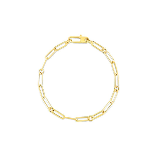 18K YELLOW GOLD PAPERCLIP BRACELET - 7"