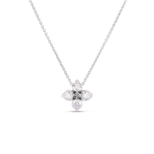 18K WHITE GOLD LOVE IN VERONA DIAMOND FLOWER NECKLACE