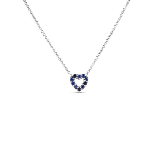 18K WHITE GOLD TINY TREASURES DIAMOND & BLUE SAPPHIRE REVERSIBLE HEART NECKLACE