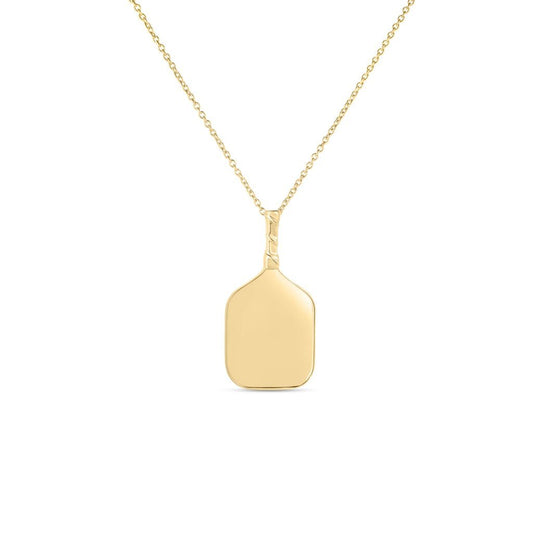 18K YELLOW GOLD TINY TREASURES POLISHED PICKLEBALL RACKET NECKLACE