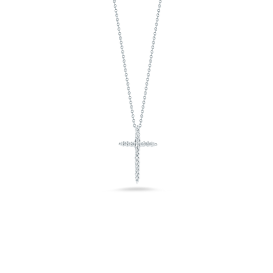 18K WHITE GOLD TINY TREASURES DIAMOND SLIVER CROSS NECKLACE