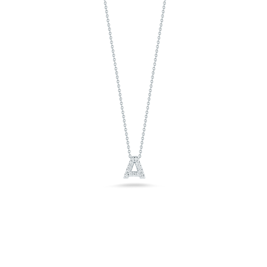 18K WHITE GOLD TINY TREASURES DIAMOND LOVE LETTER “A” NECKLACE