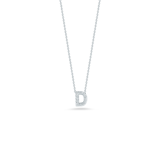 18K WHITE GOLD TINY TREASURES DIAMOND LOVE LETTER “D” NECKLACE