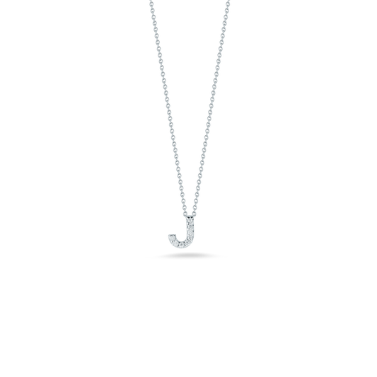 18K WHITE GOLD TINY TREASURES DIAMOND LOVE LETTER “J” NECKLACE