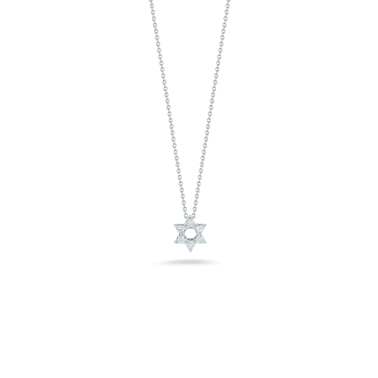 18K WHITE GOLD TINY TREASURES DIAMOND STAR OF DAVID NECKLACE