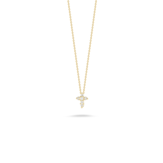 18K YELLOW GOLD TINY TREASURES DIAMOND SLIVER CROSS NECKLACE