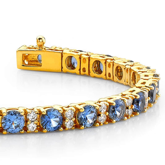 Blue Sapphire & Diamond Tennis Bracelet