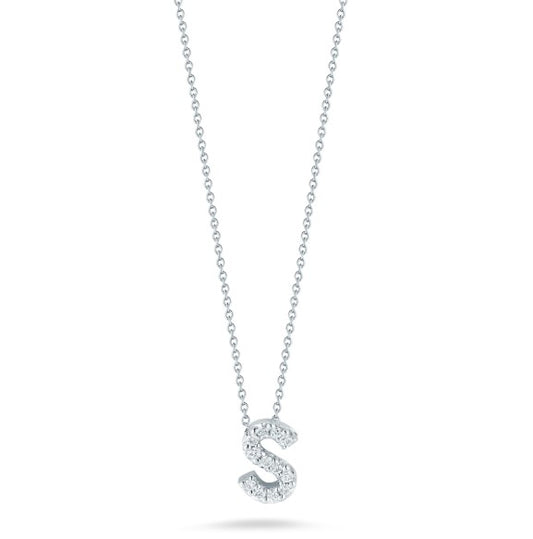 TINY TREASURES DIAMOND LOVE LETTER "S" NECKLACE