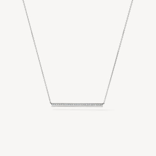 BARRE PAVÉ PENDANT NECKLACE - WHITE GOLD