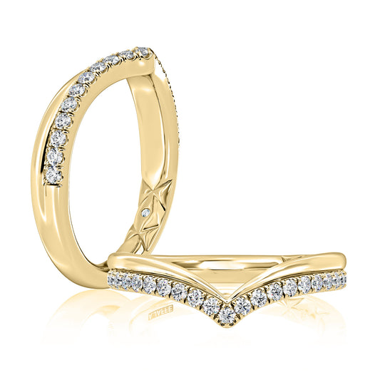 Chevron Double Row Curved Diamond Ring