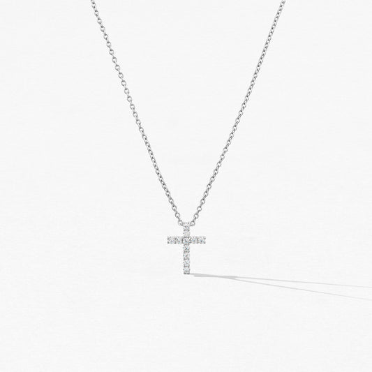 WHIMSICAL CROSS PENDANT NECKLACE - WHITE GOLD