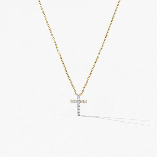 WHIMSICAL CROSS PENDANT NECKLACE - YELLOW GOLD